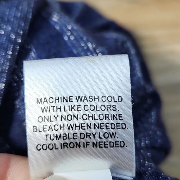 🔺️Converse Blue & Metallic Silver Striped Cowl Neck Sleeveless Top Large - Picture 9 of 9